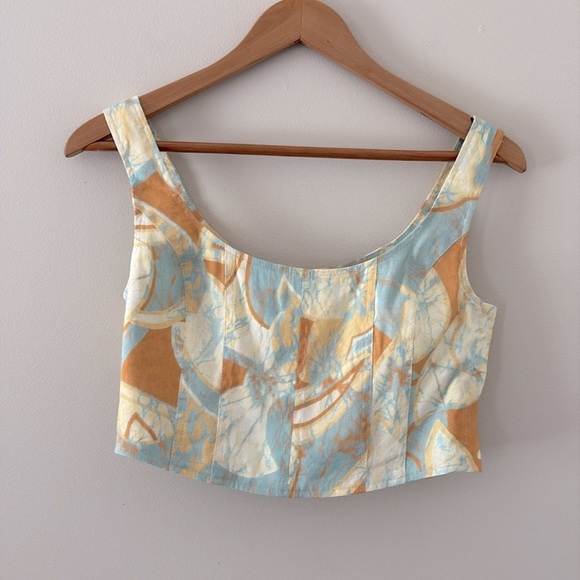 A.L.C. Isabel Sea Glass Crop Top Corset Linen Blend Sleeveless Side Zipper Sz 6 - Picture 13 of 15